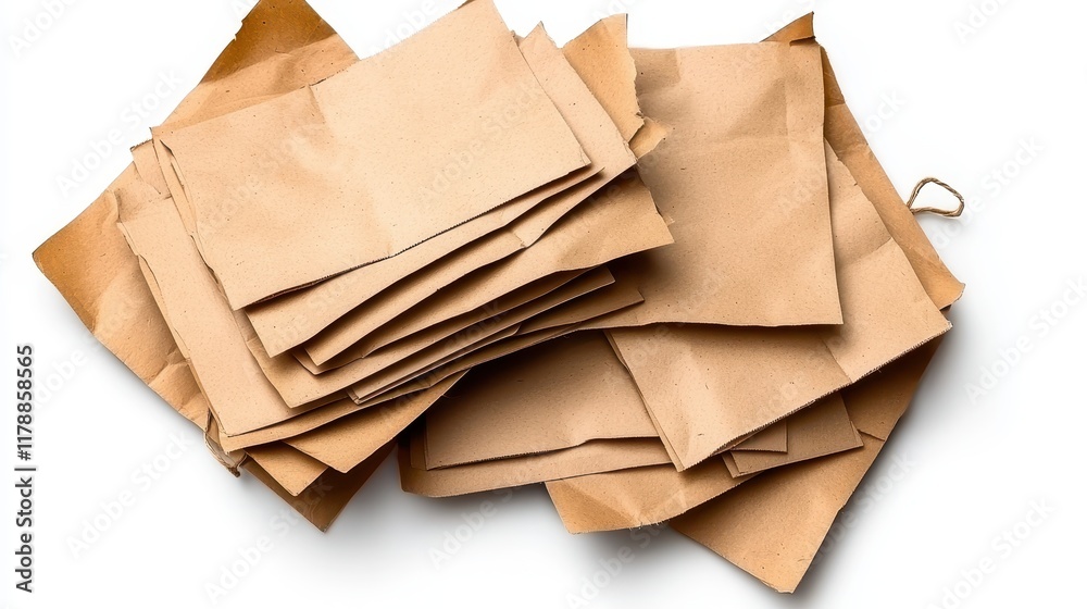 Naklejka premium Pile of crumpled brown paper