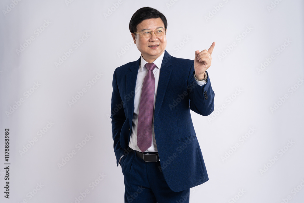 portrait of elderly asian businessman posing on white background portrait of elderly asian businessman posing on white background