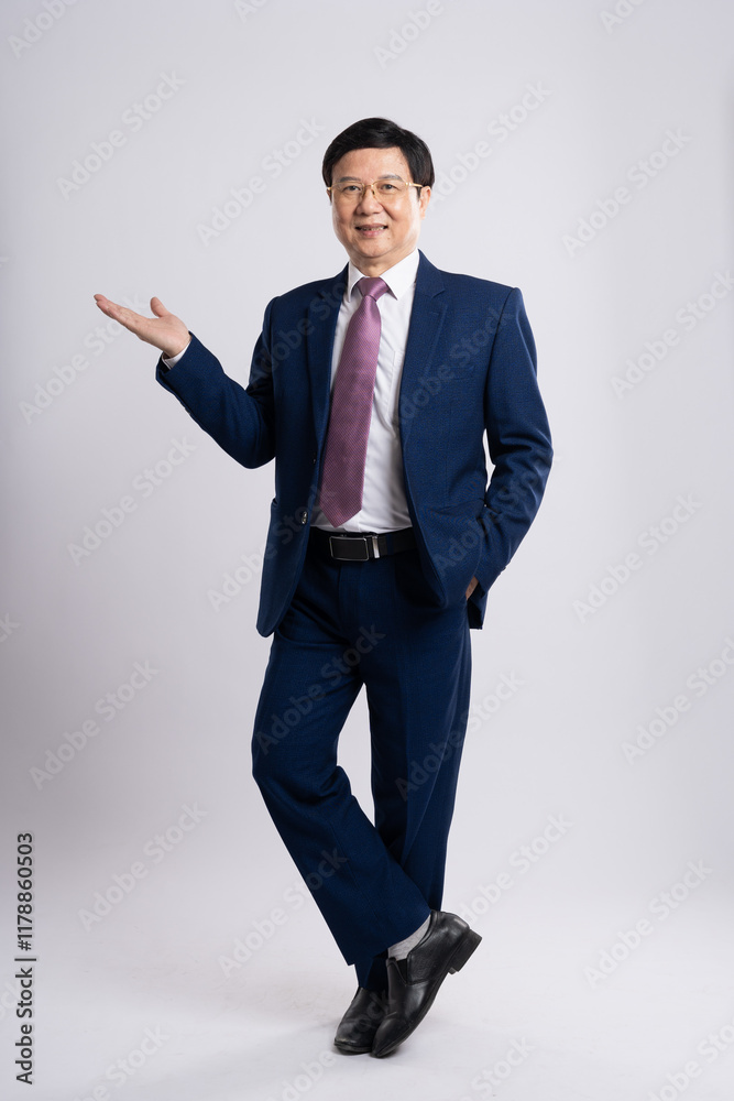 Portrait of business old man posing on white background. Portrait of business old man posing on white background.