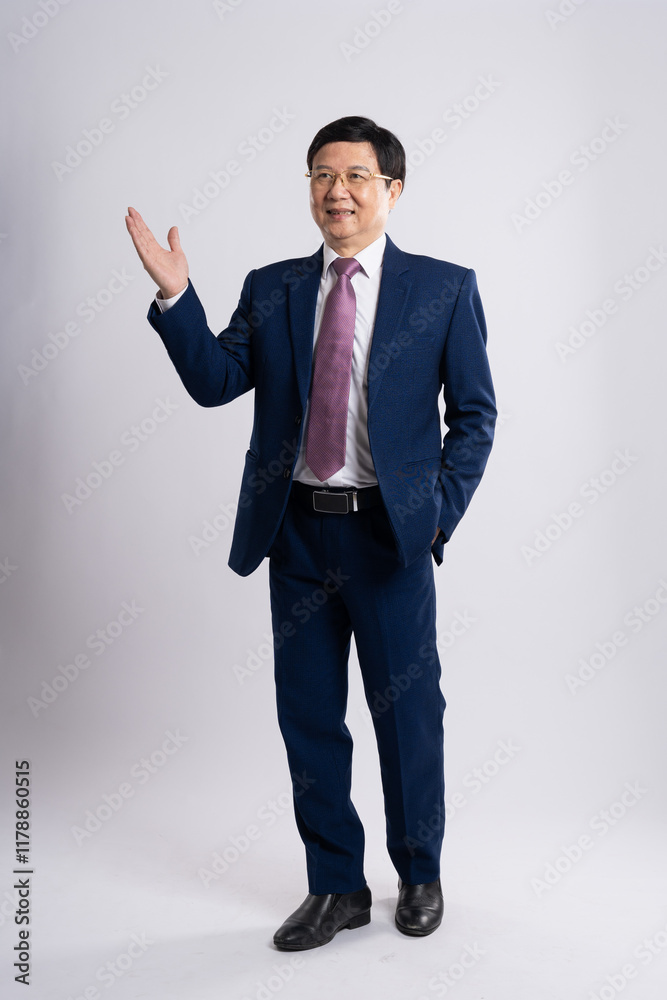 Portrait of business old man posing on white background. Portrait of business old man posing on white background.