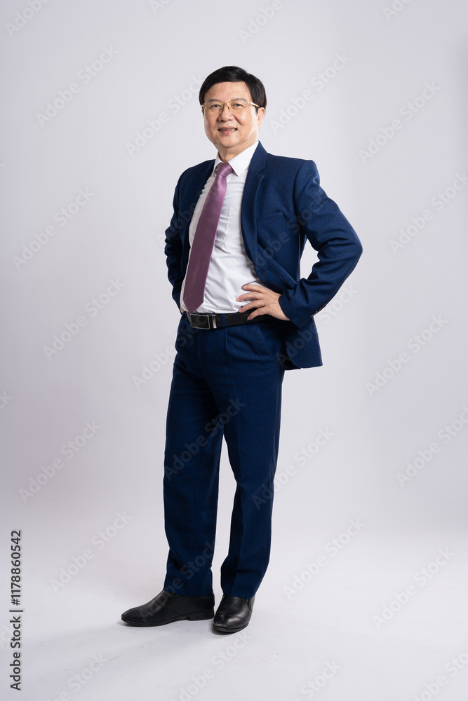 Portrait of business old man posing on white background. Portrait of business old man posing on white background.