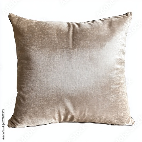 Elegant beige velvet throw pillow on white background, perfect for home decor and interior design inspiration.