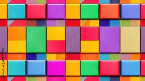 Seamless pattern of colorful geometric squares, modern, pattern