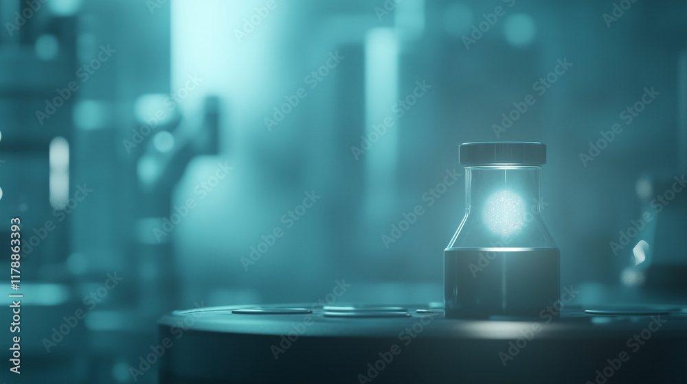 Naklejka premium Chemical Luminescence Experiment in Dark Laboratory Setting