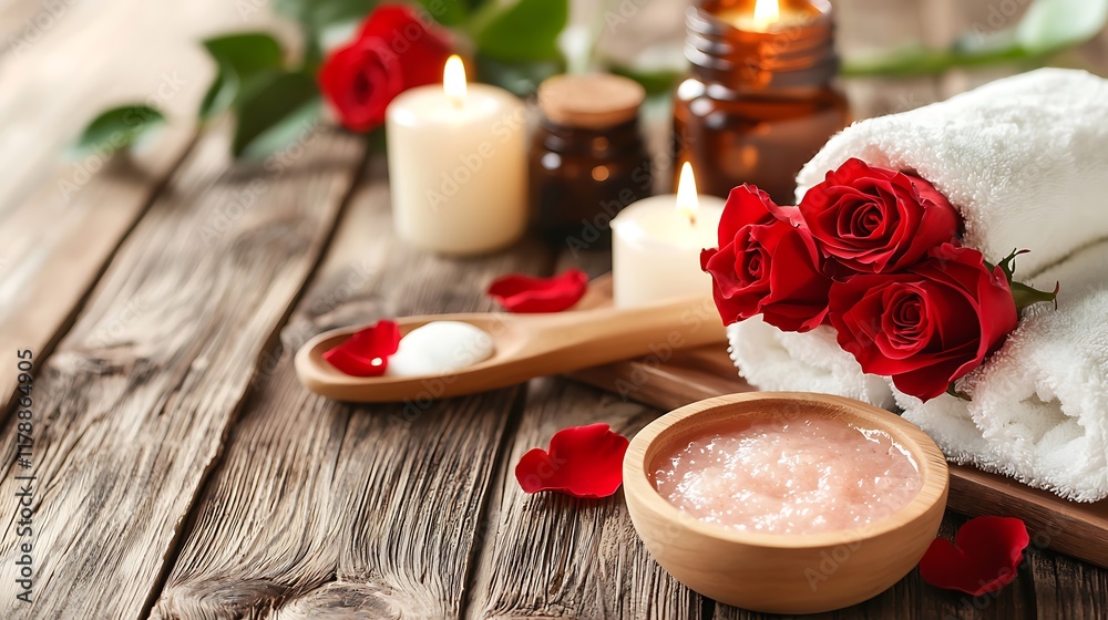 Romantic Spa Retreat with Fragrant Red Roses and Soothing Candles for a Tranquil Pampering Experience This serene and inviting spa setup invites you to indulge in a moment of self care wellness Romantic Spa Retreat with Fragrant Red Roses and Soothing Candles for a Tranquil Pampering Experience This serene and inviting spa setup invites you to indulge in a moment of self care wellness