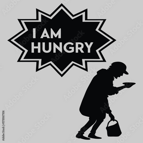I am hungry typography silhouette vector design art and illustration