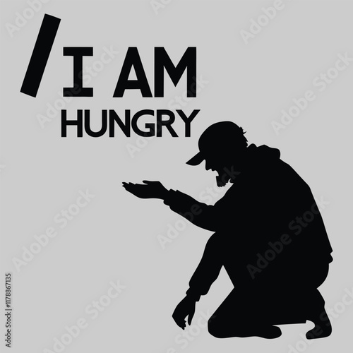 I am hungry typography silhouette vector design art and illustration