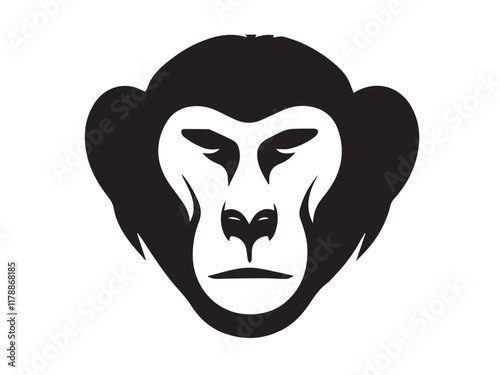 Baboon silhouette. Black Baboon silhouette isolated on white background. Baboon head black silhouette. Baboon head icon vector illustration. photo