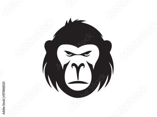 Baboon silhouette. Black Baboon silhouette isolated on white background. Baboon head black silhouette. Baboon head icon vector illustration. photo