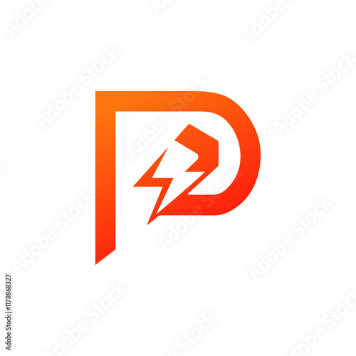 Free Download Creative Minimalist Letter P bolt icon Logo Design Silhouette Vector Illustration - GFXLoad