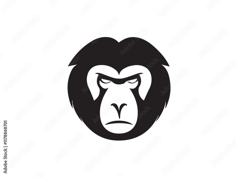 Baboon silhouette. Black Baboon silhouette isolated on white background. Baboon head black silhouette. Baboon head icon vector illustration.