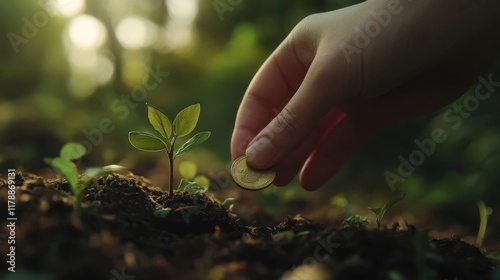 Hands Planting Seedling Sym...