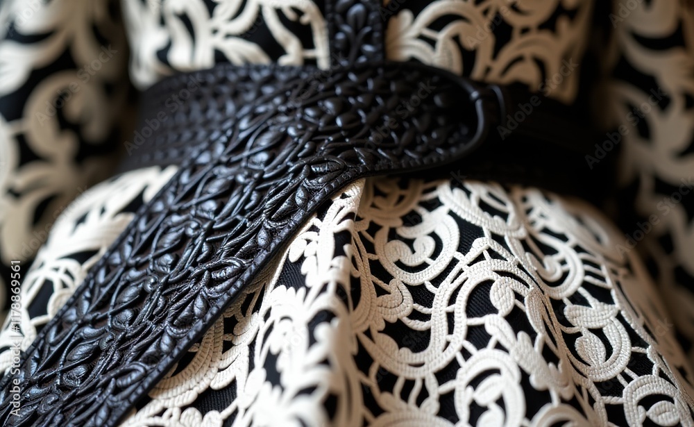 Fototapeta premium A close-up of an intricate and delicate floral design, possibly crafted from sugar or clay, showcasing intricate details and a luxurious aesthetic.