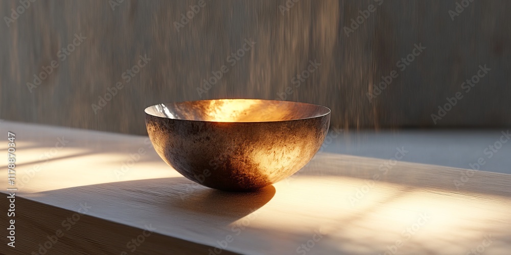 A stunning copper bowl rests on a smooth wooden surface, illuminated by soft natural light. This serene scene captures the beauty of minimalism and craftsmanship. A stunning copper bowl rests on a smooth wooden surface, illuminated by soft natural light. This serene scene captures the beauty of minimalism and craftsmanship.