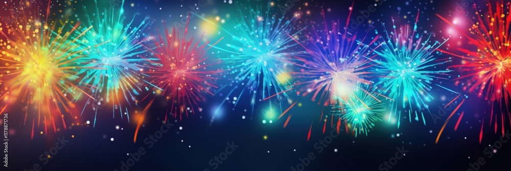 Fototapeta premium Colorful Abstract Background with Fireworks Celebrating New Year and Creating Vibrant Atmosphere for Festive Events and Celebrations