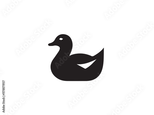 Duck silhouette. Vector illustration of duck silhouette. Vector black silhouette of a duck isolated on a white background.	