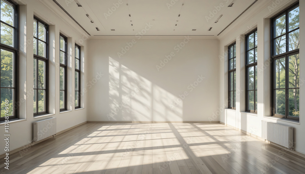 empty room with big window