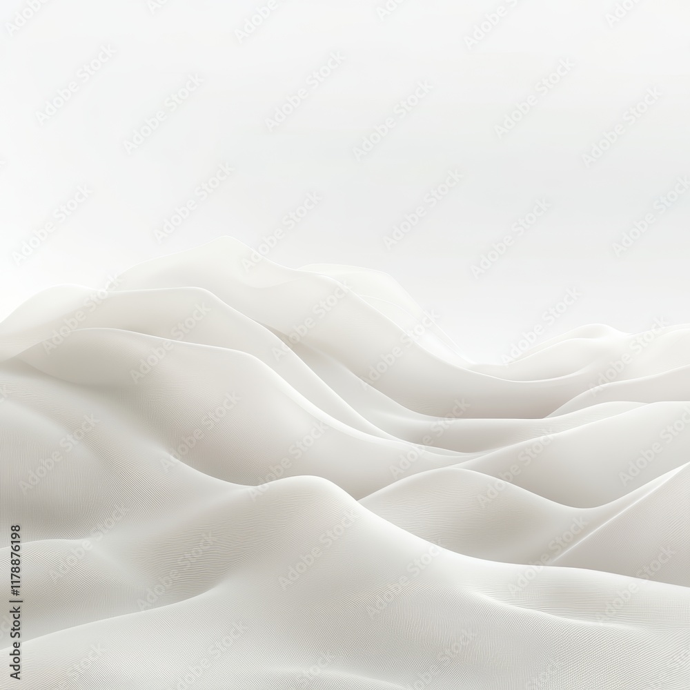Obraz premium Minimalist abstract image of smooth white sand dunes creating a serene and tranquil landscape.