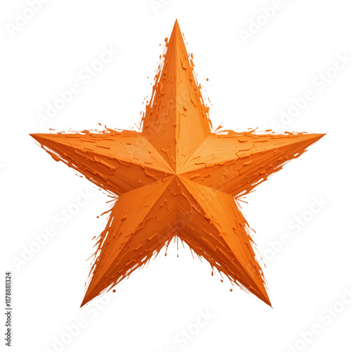 Orange Star with Gradient Brush Strokes on White Background