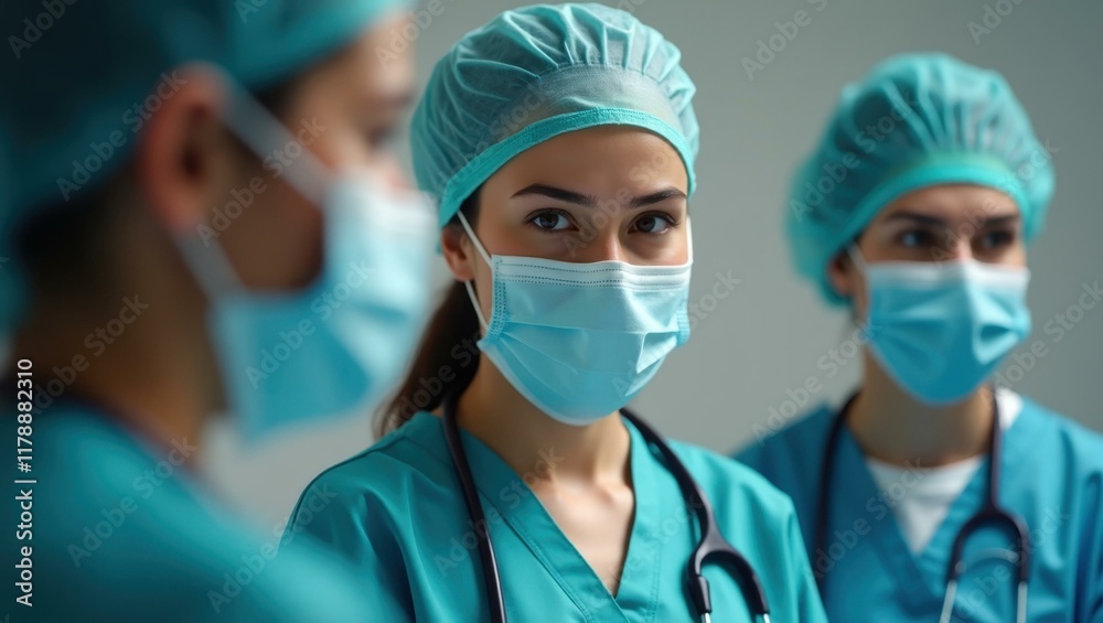 The resilience and dedication of healthcare workers captured through a snapshot of their determined expressions, Professional stock photo, AI generated photograph The resilience and dedication of healthcare workers captured through a snapshot of their determined expressions, Professional stock photo, AI generated photograph