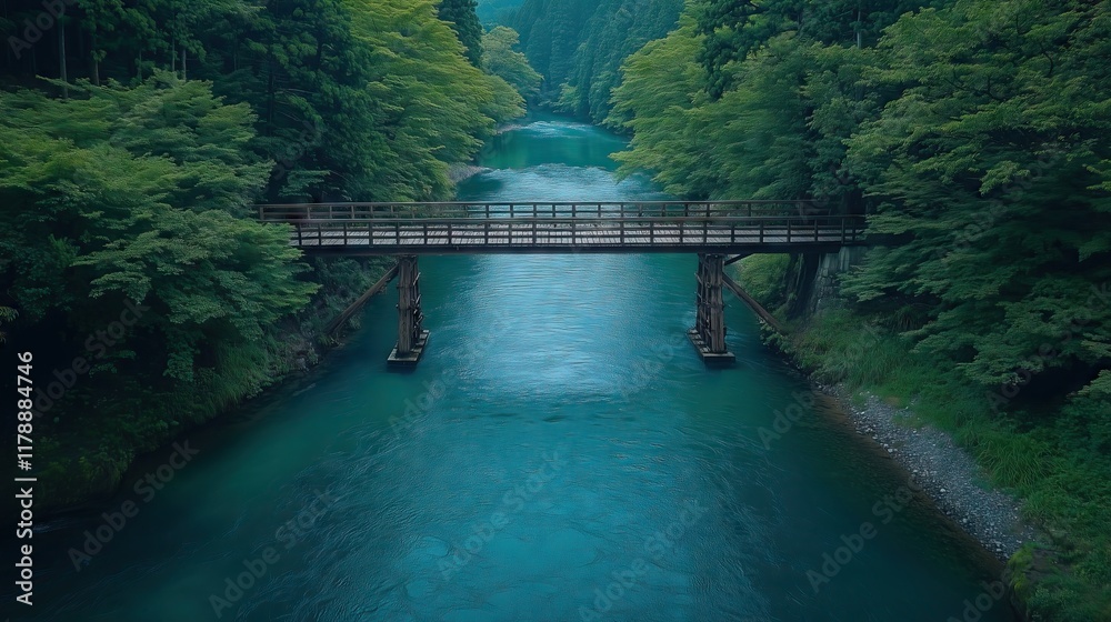 Fototapeta premium Bridge and water stream at Japan