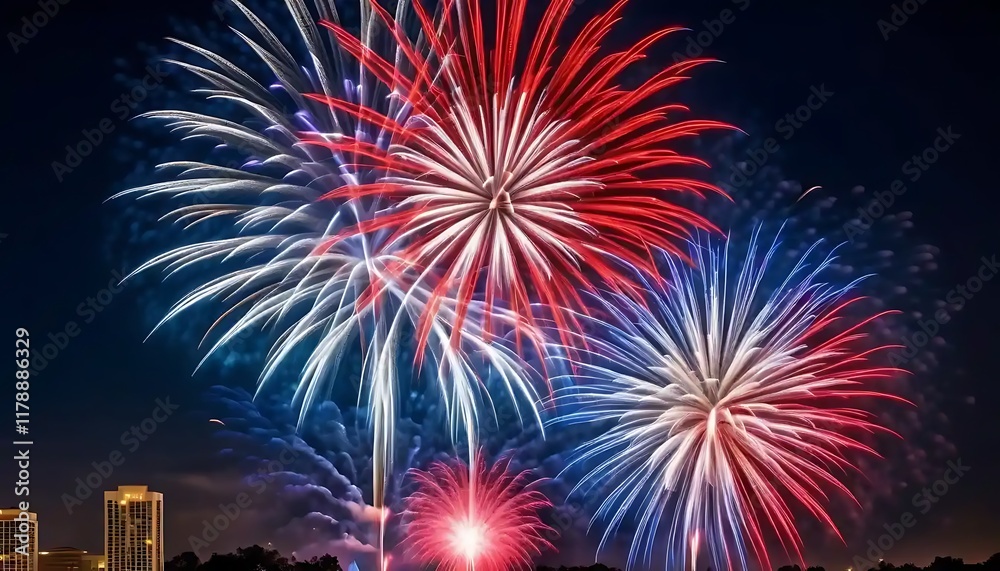 Vibrant Fireworks Display Illuminating Night Sky