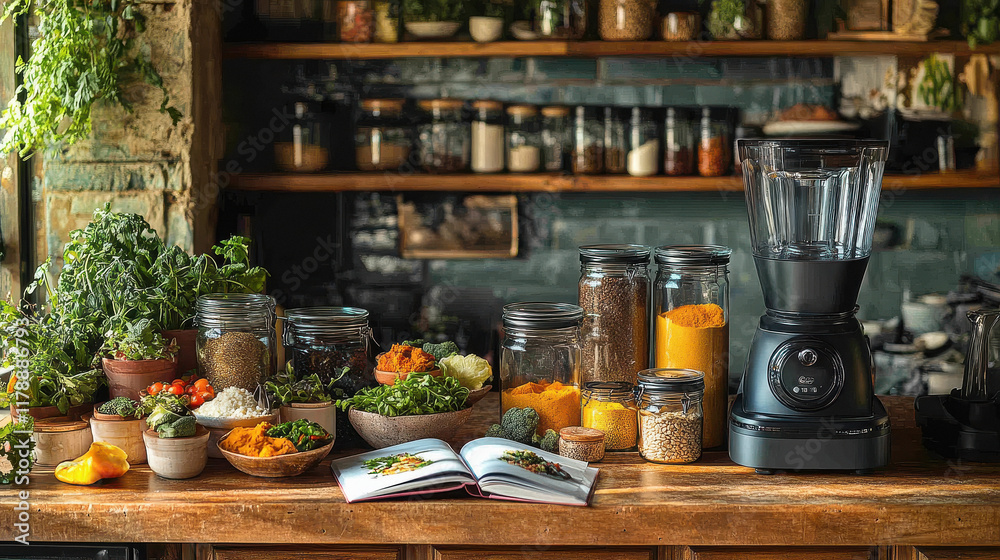 foods and ingredients on kitchen table foods and ingredients on kitchen table