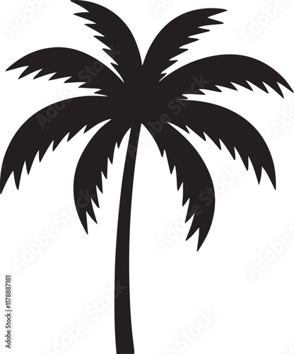 Black Palm Trees Set Isolated On White Background. Palm Silhouettes. Design Of Palm Trees For Posters, Banners, And Promotional Items. Vector Illustration.