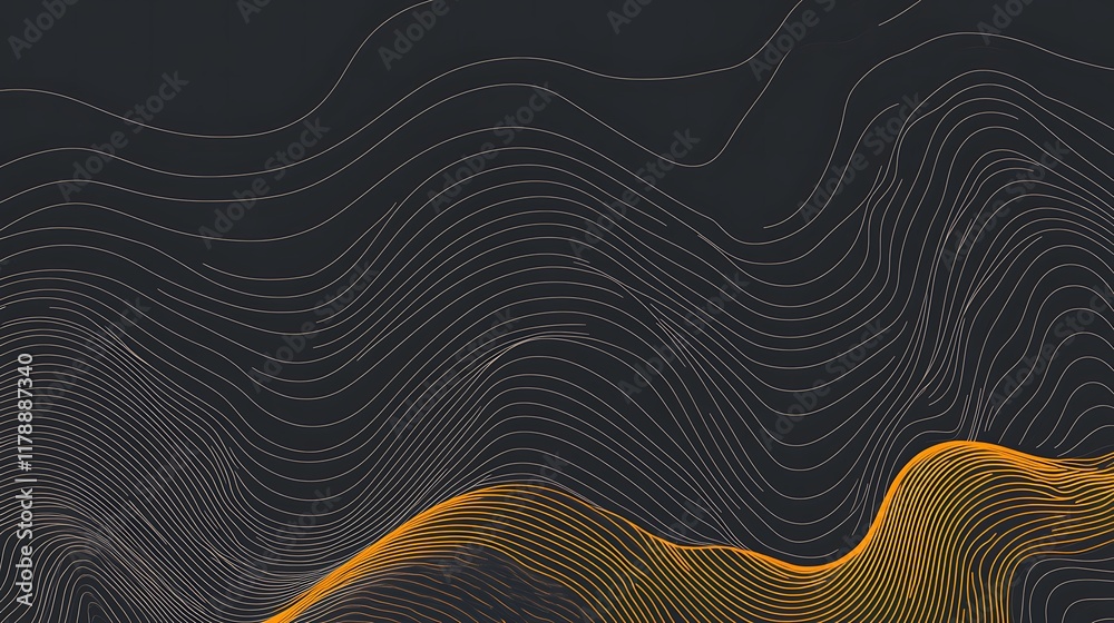 Abstract Dark Background With Orange Wave Lines Abstract Dark Background With Orange Wave Lines