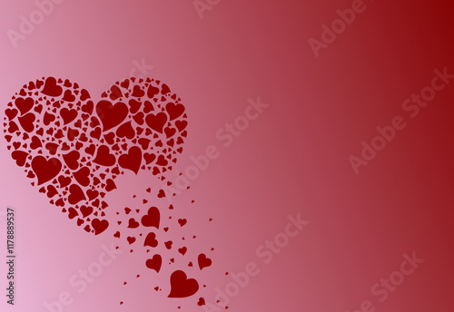 Illustration cœur sur fond rouge, Saint Valentin, 