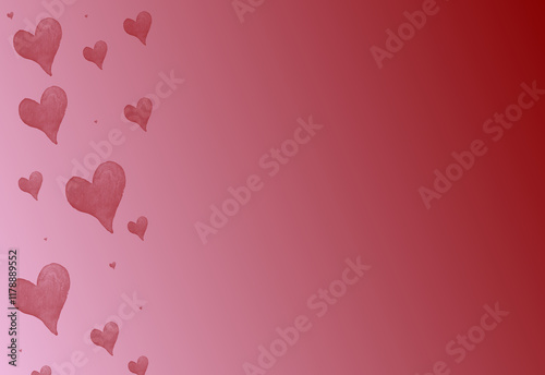 Illustration cœur sur fond rouge, Saint Valentin, 