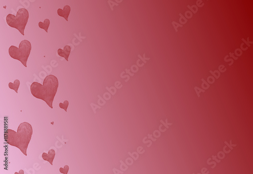 Illustration cœur sur fond rouge, Saint Valentin, 