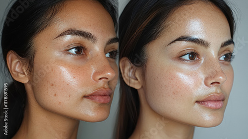 woman before and after face