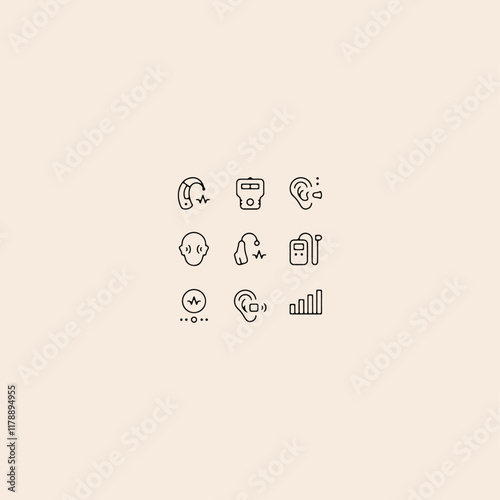 Set of hearing aid icon flat vector design.