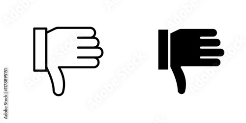 Thumbs down icons collection in Filled flat and thin line style.