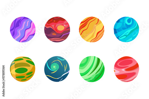 Collection of Colorful Planet Icons