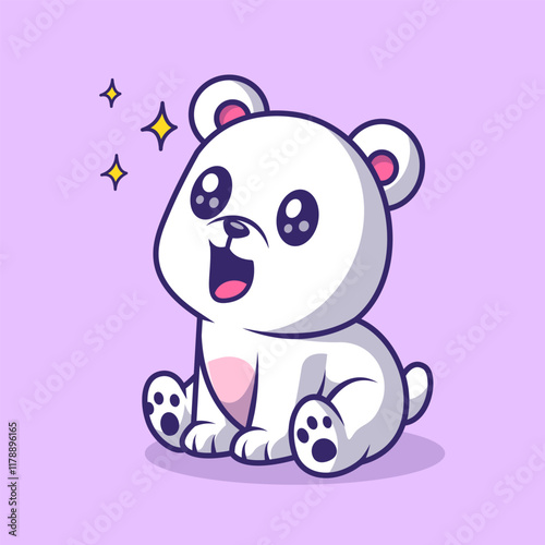 Cute Baby Polar Bear Surprised Cartoon Vector Icon 
Illustration. Animal Nature Icon Concept Isolated Premium 
Vector. Flat Cartoon Style
