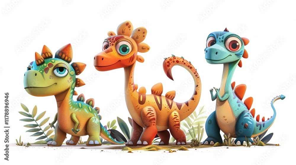 Obraz premium Discover the Mesmerizing World of Dinosaurs in Cartoon Form
