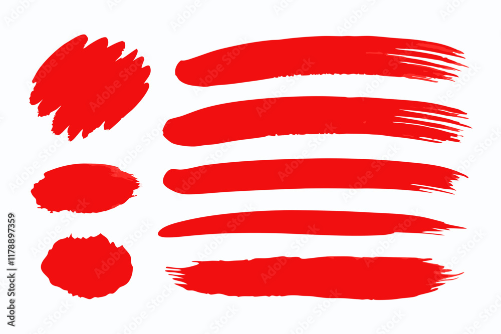 Minimalist design featuring red vector brush strokes on a plain background.
