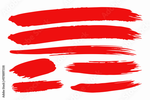 Red vector underlines, marker lines and squiggles. Hand-drawn swooshes, waves, circles, boxes. Freehand pen strokes, scratches, swishes. Paint stroke under lines, scribbles, squiggly grunge splashes
