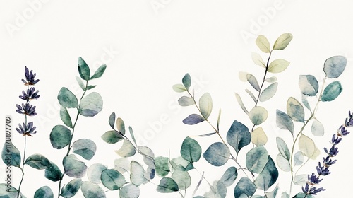 Elegant Watercolor Leaves and Lavender Illustration
