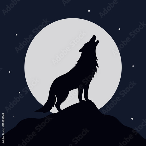 wolf howling at the moon vector