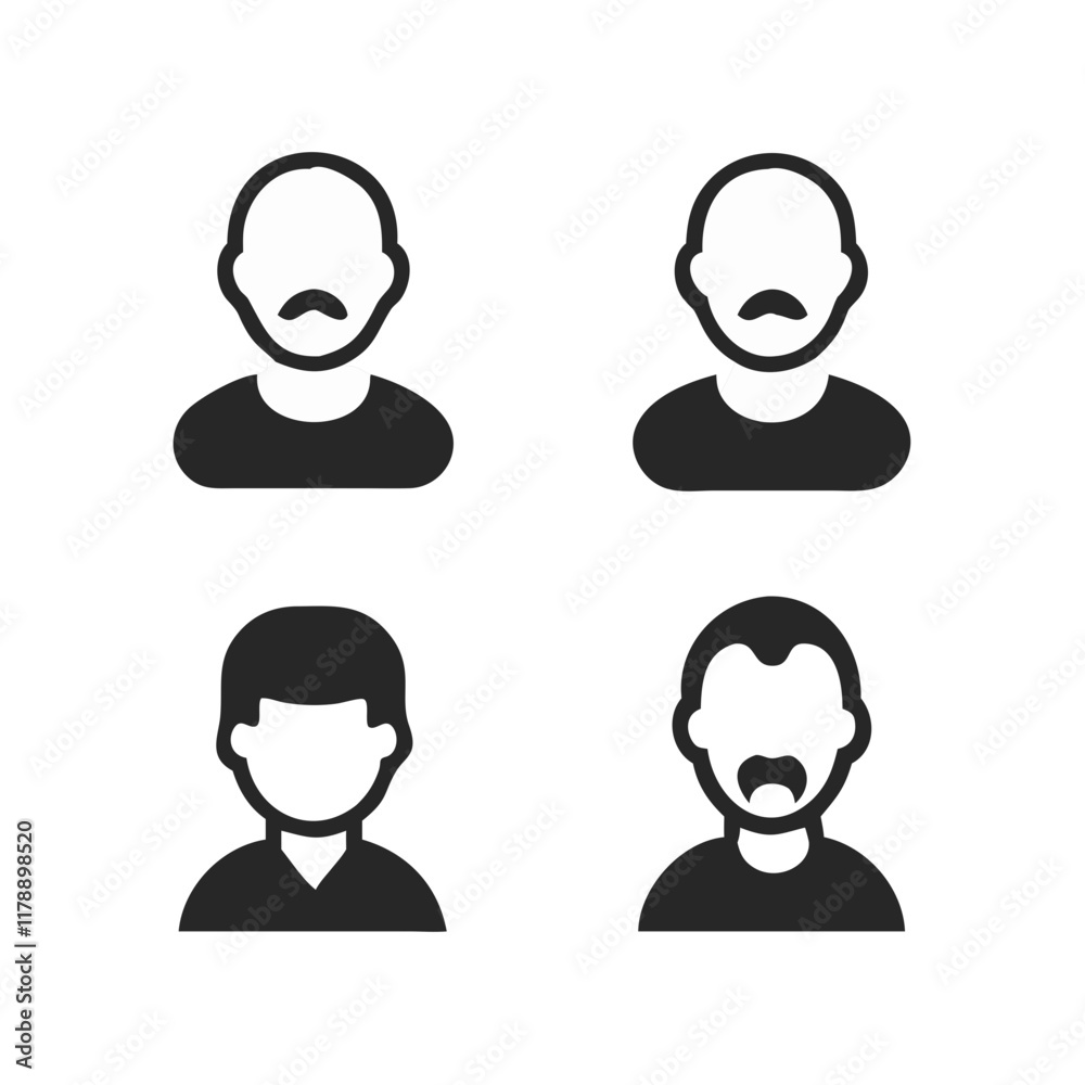 Collection of adult face vector illustrations with diverse ethnicities, ages, and expressions for graphic design and advertising. Collection of adult face vector illustrations with diverse ethnicities, ages, and expressions for graphic design and advertising.