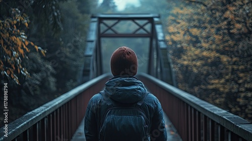 A person looking out over a bridge, contemplating their future.
