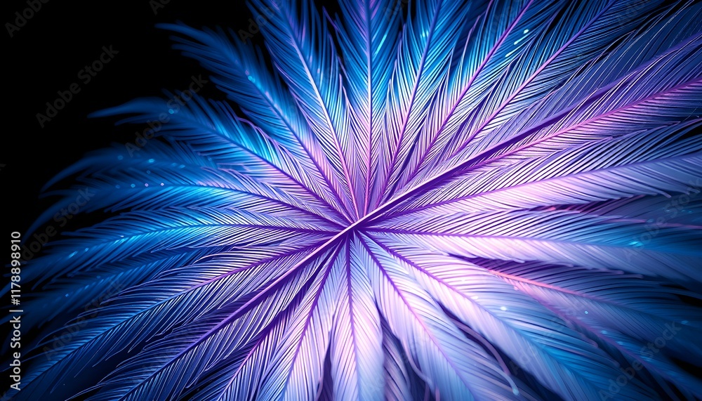 Fototapeta premium Neon Dreamscape: An Abstract Vision of Palm Fronds in Electric Hues