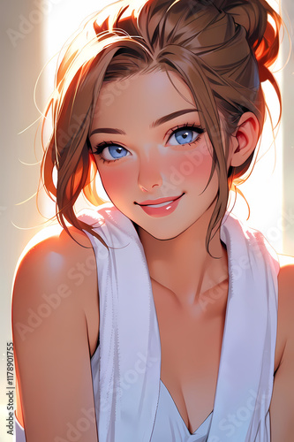 young girl after shower selfie photo