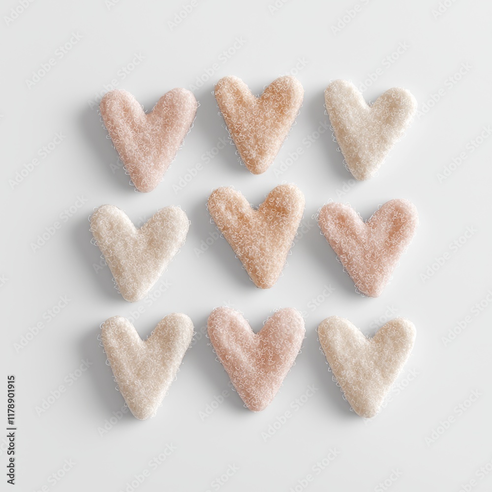 Obraz premium Valentine's Heart-Shaped Treats Festive Atmosphere Food Photography Cozy Setting Top View Sweet Celebration
