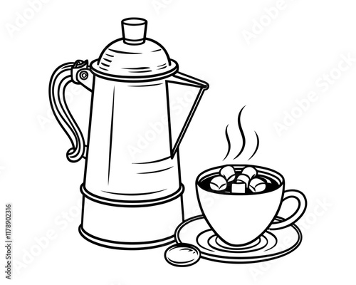 Old-fashioned hot chocolate maker vector illustration