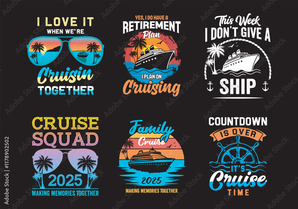 Obraz premium Cruise-Themed T-Shirt Designs for Group & Family Cruises 