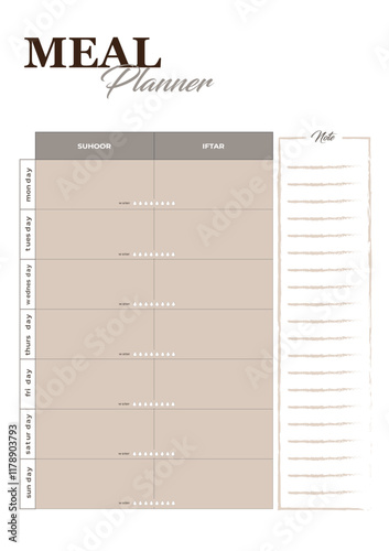 Ramadan Meal Planner, Activity Tracker, and Fasting Experience Log, KDP Interior Template